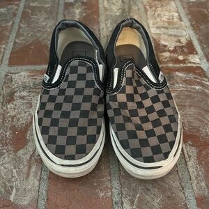 Vans Kids Black and Brown Checker Slip-On Sneakers